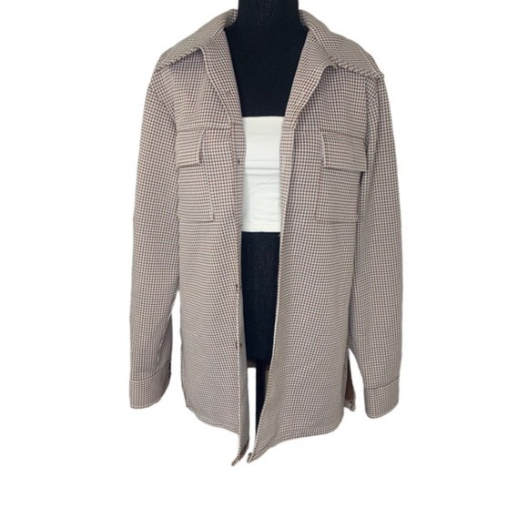FARAH Womens Medium Brown Houndstooth Collared Jacket - Picture 4 of 7